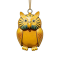 Handmade Leather Yellow Owl Charm