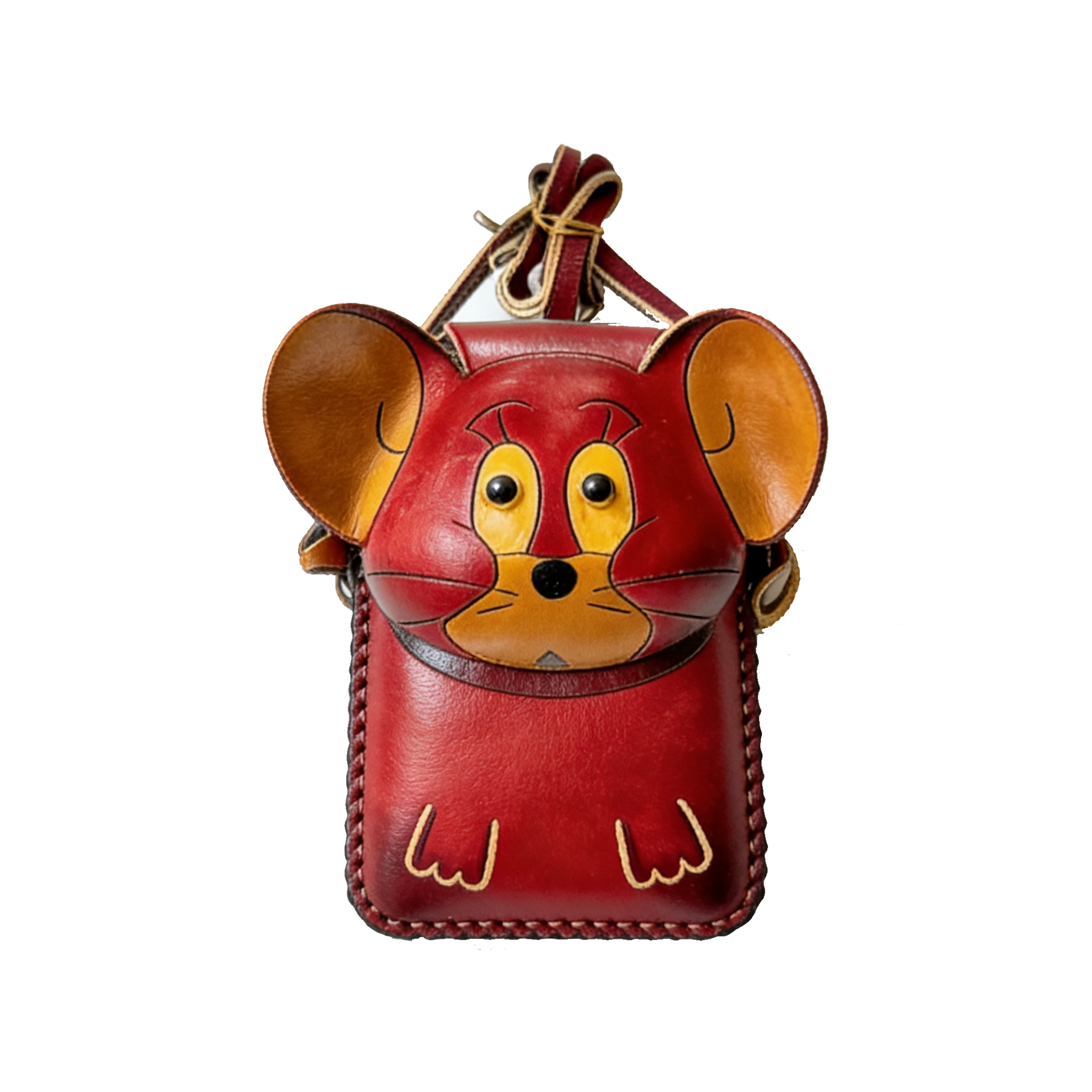 Handmade Leather Red Mouse Mini Crossbody Bag