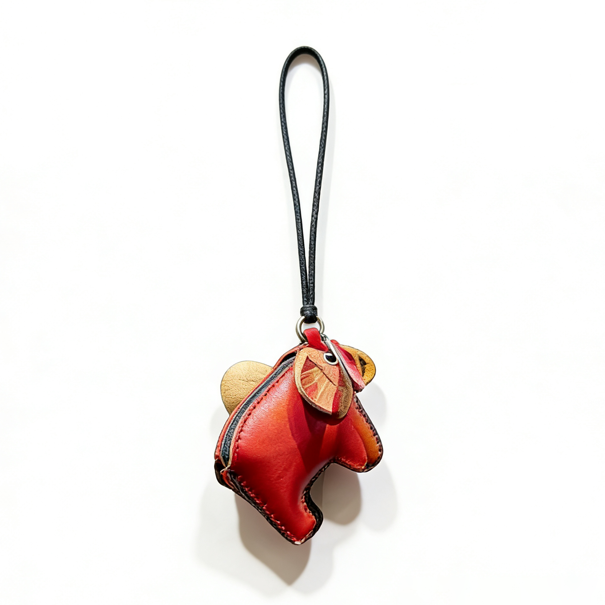 Handmade Leather Red Elephant Charm
