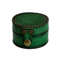 Handmade Genuine Leather Round Jewelry Box