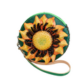 Handmade Sunflower Leather Coin Purse with Wrist Strap