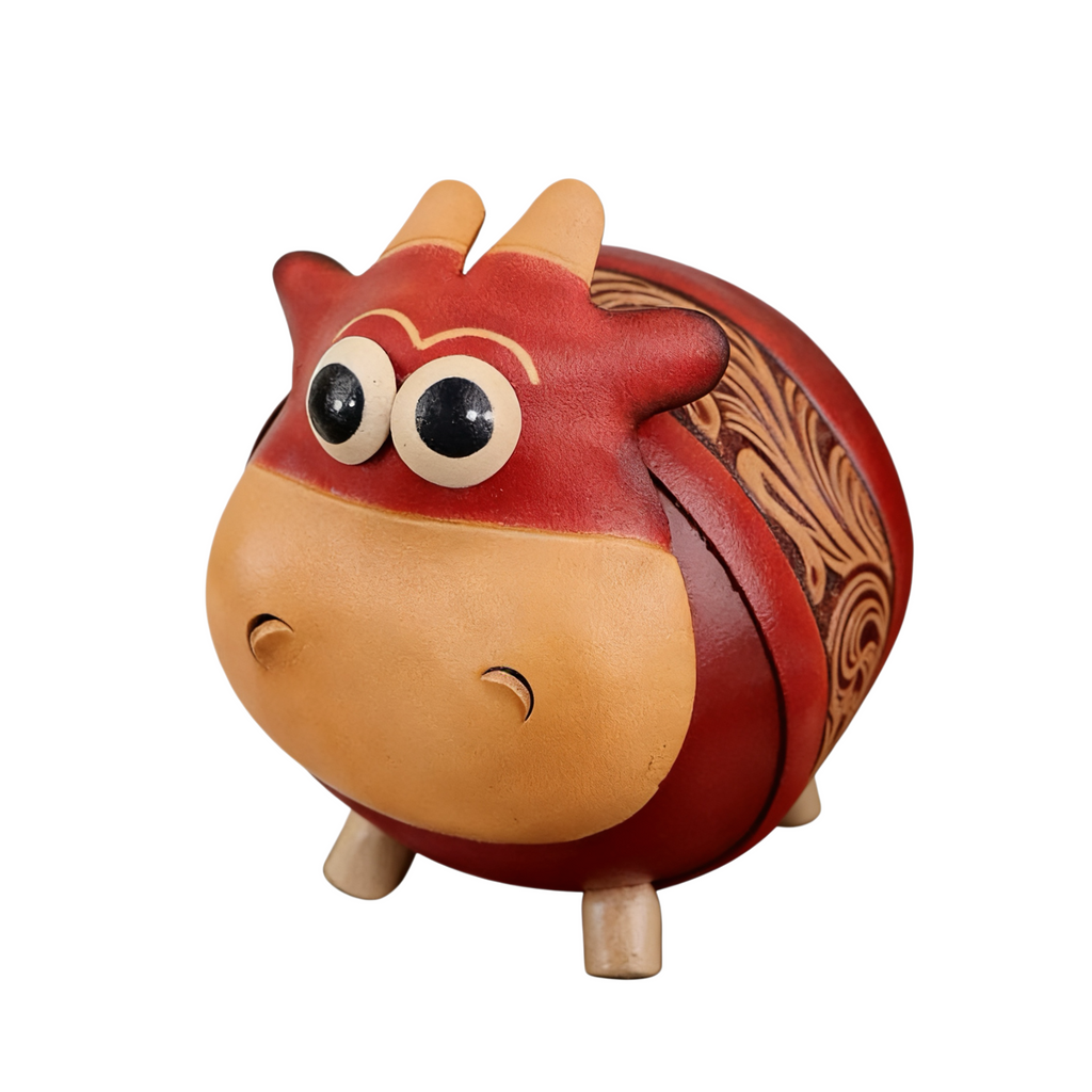 Handmade Cow Shape Leather Piggy Bank (Couple Set)